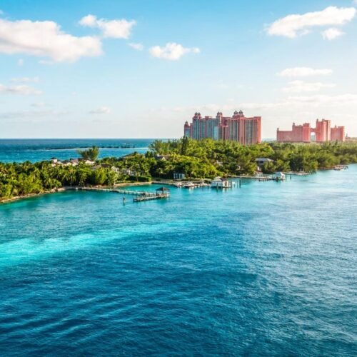 Aerial view of Atlantis and Nassau Harbour, Bahamas