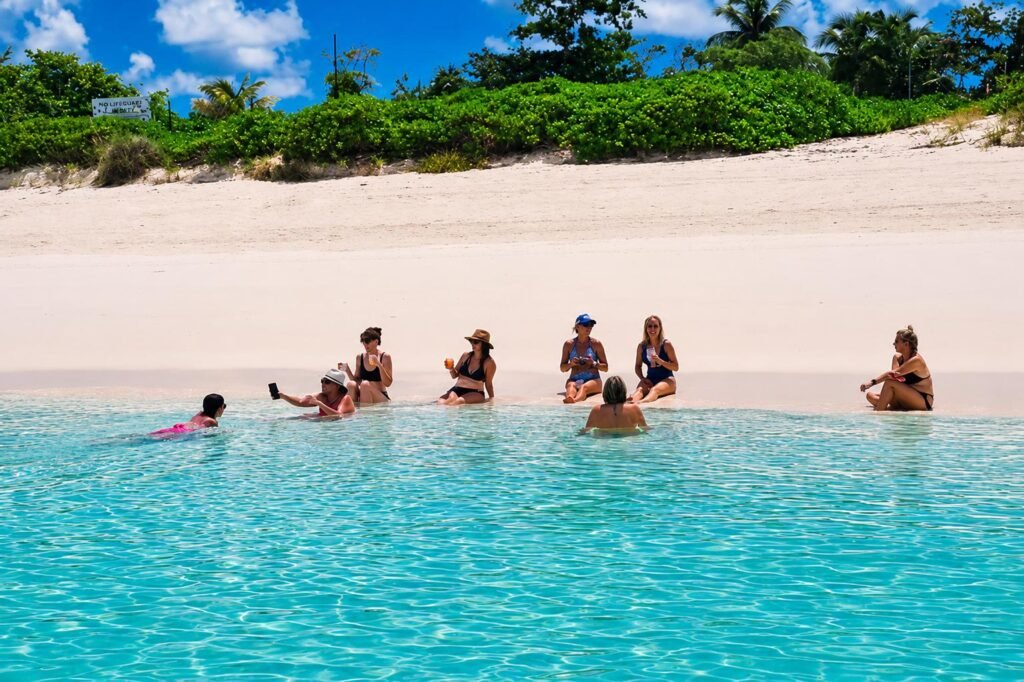 Turquoise Bahamian water on a private Nassau island hopping tour