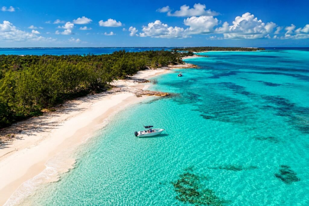 Private boat charter exploring the islands near Nassau, Bahamas